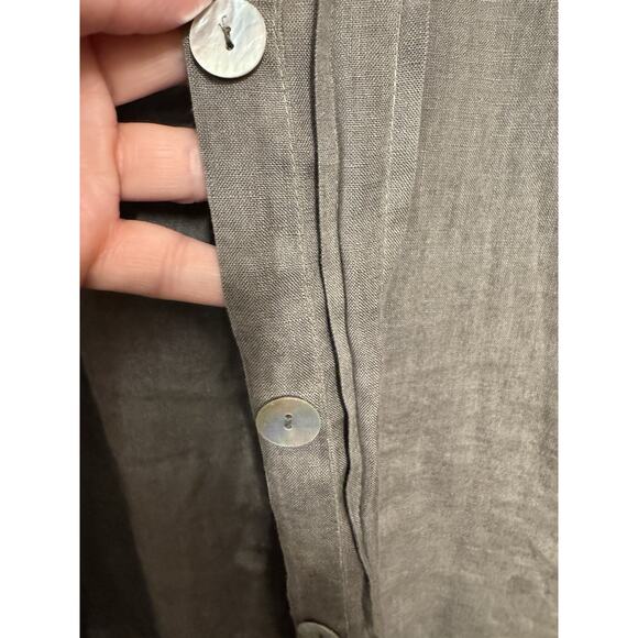 Camille And Co. Linen Tunic Green Gray Button 100% Linen medium - Picture 5 of 9